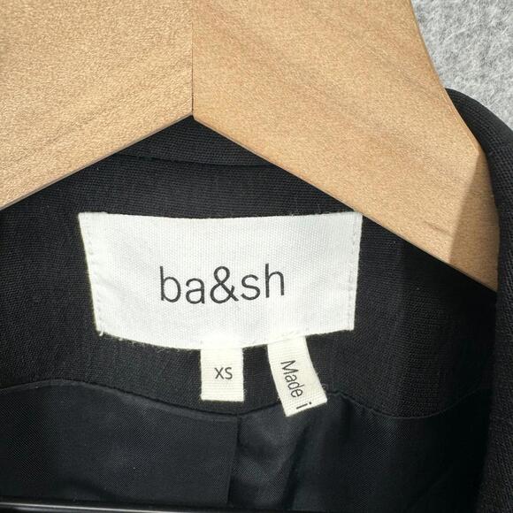 ba & sh Bash Womens XS Black Blazer Textured One Button Fits Larger EUC - Picture 2 of 11